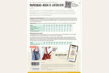 Papierschnittmuster "Paperbag-Rock und Latzkleid" von Lybstes (Gr. 68-128)
